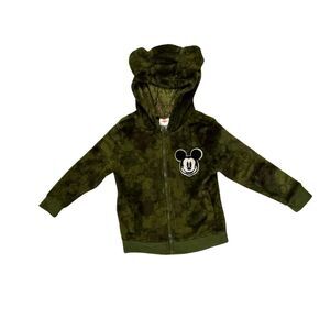 Mickey Mouse Hooded Fleece Jacket with Ear Zip-Up Camo Disney Jr. Size 4T